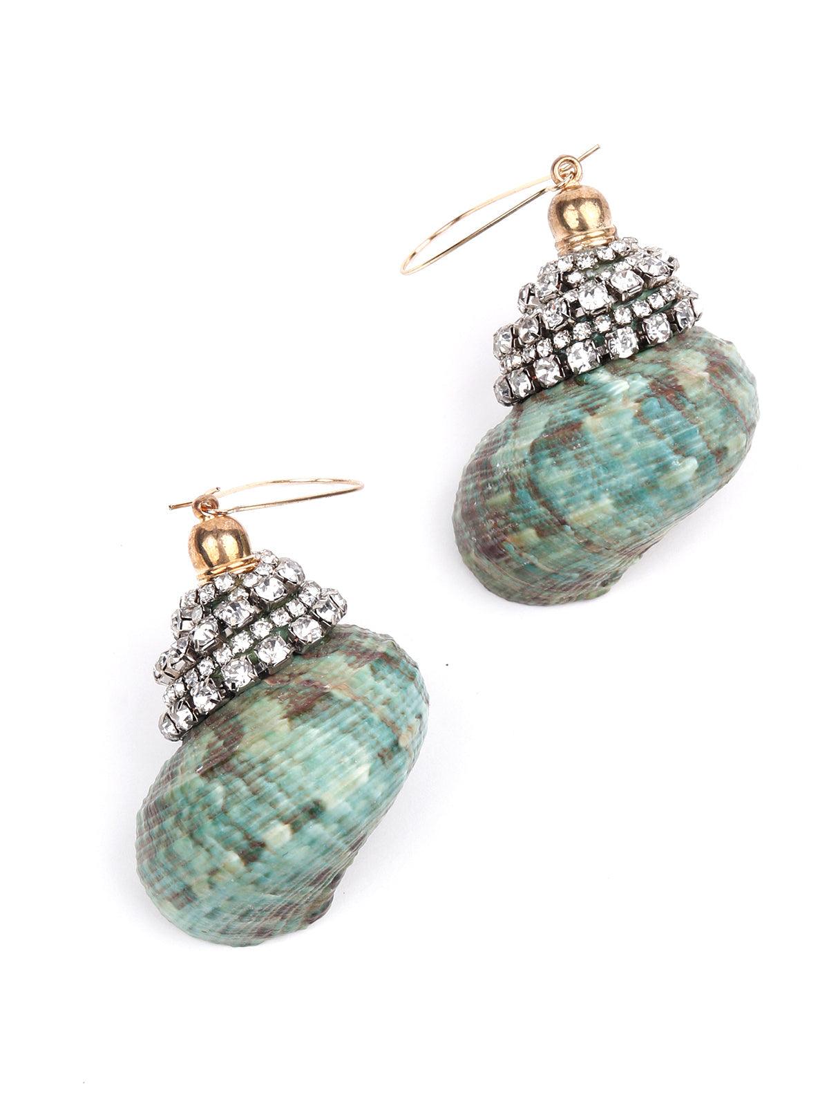 Women's Green Textured Studded Earring