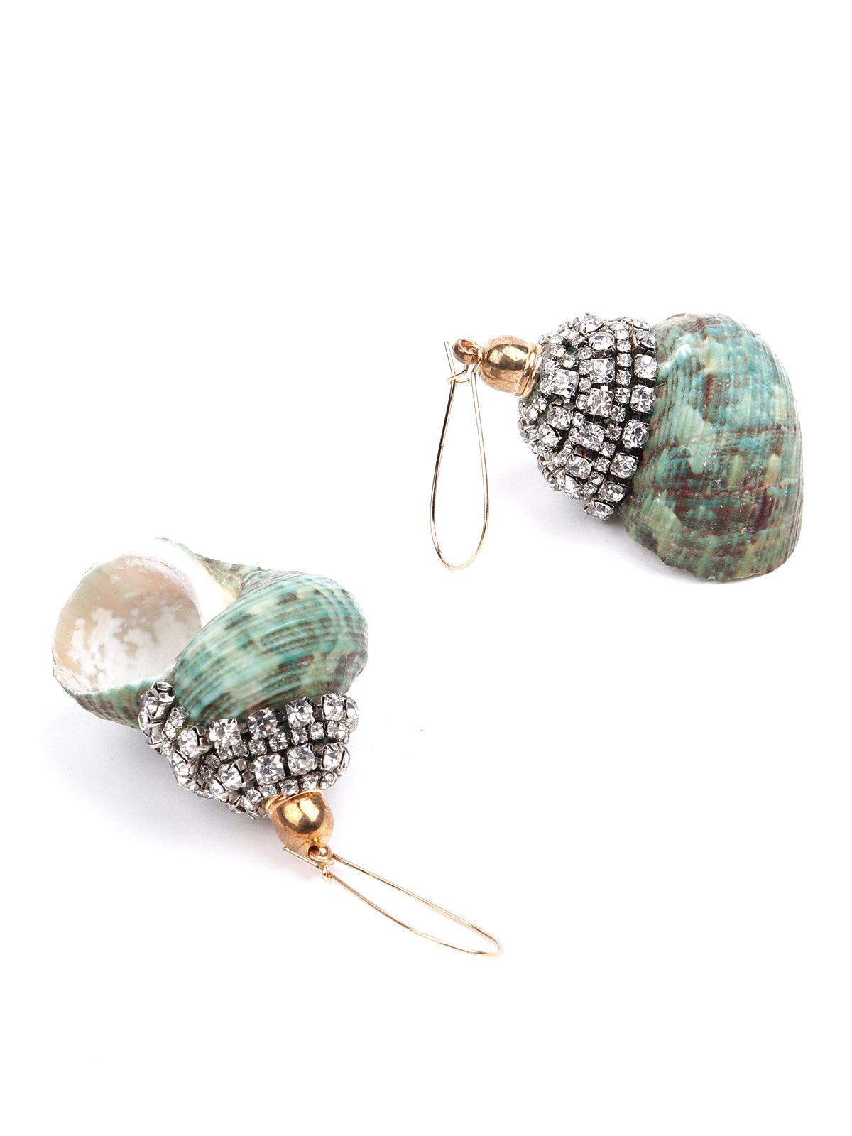 Women's Green Textured Studded Earring