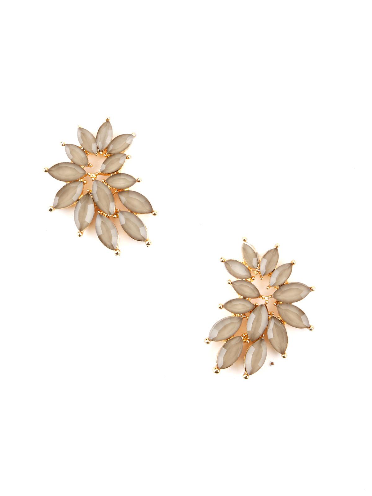 Women's Grey Pretty Floral Stud