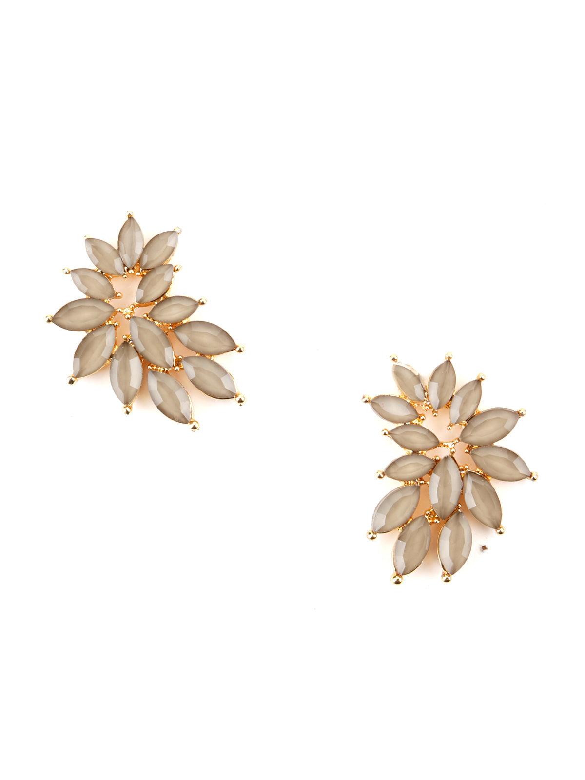 Women's Grey Pretty Floral Stud