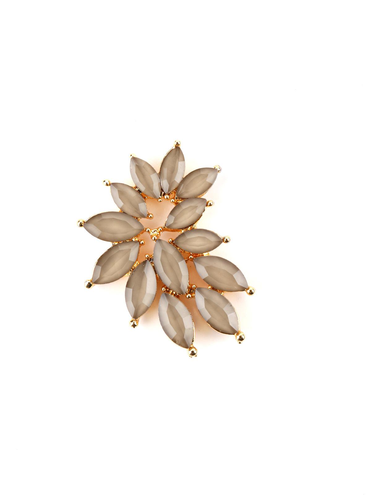Women's Grey Pretty Floral Stud
