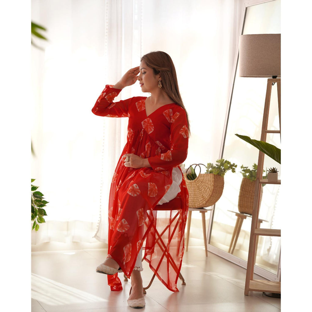 Women's Red Pearl Coral Set