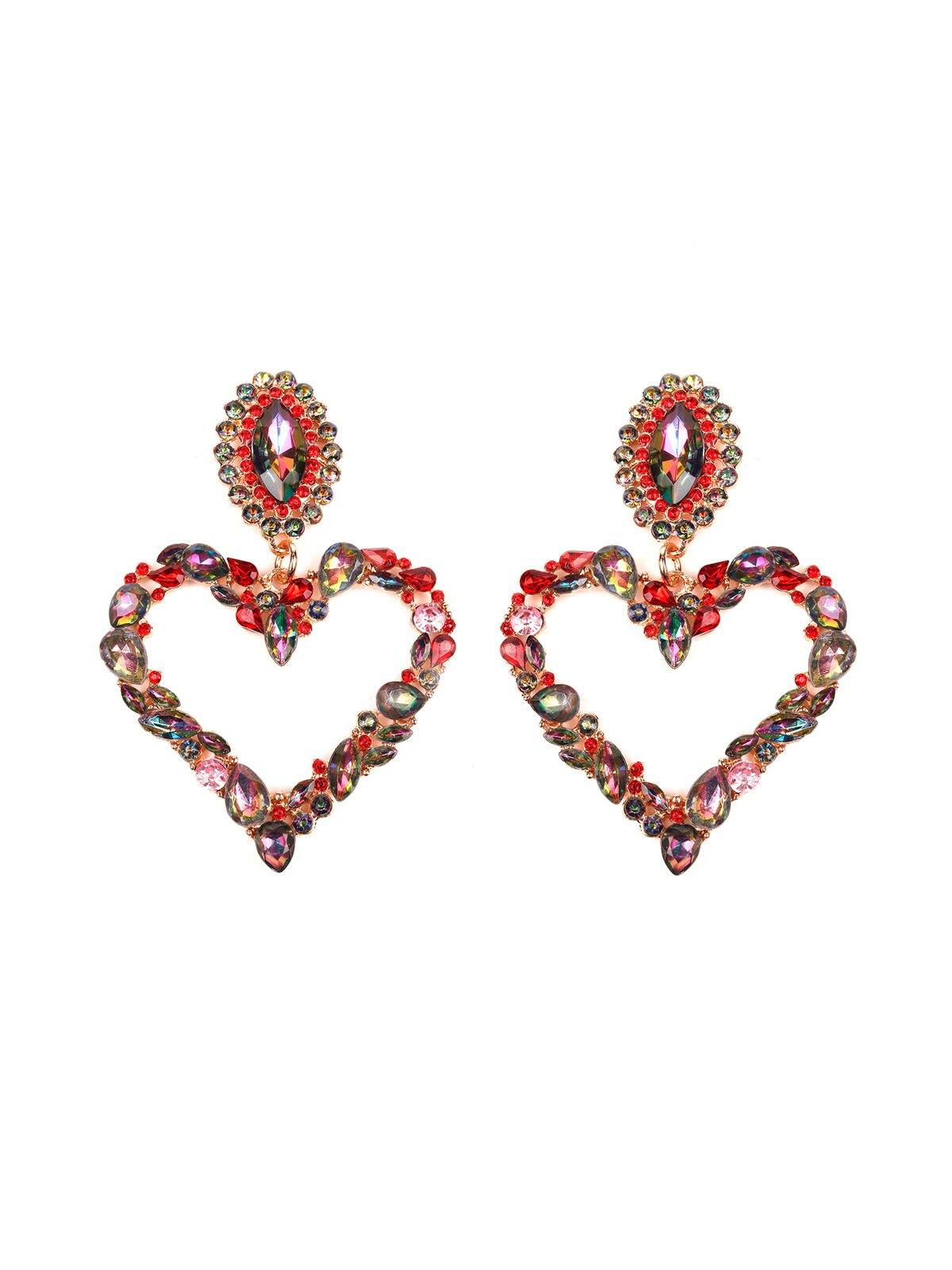 Women's Heart-Shaped Crystal Embellished Earring