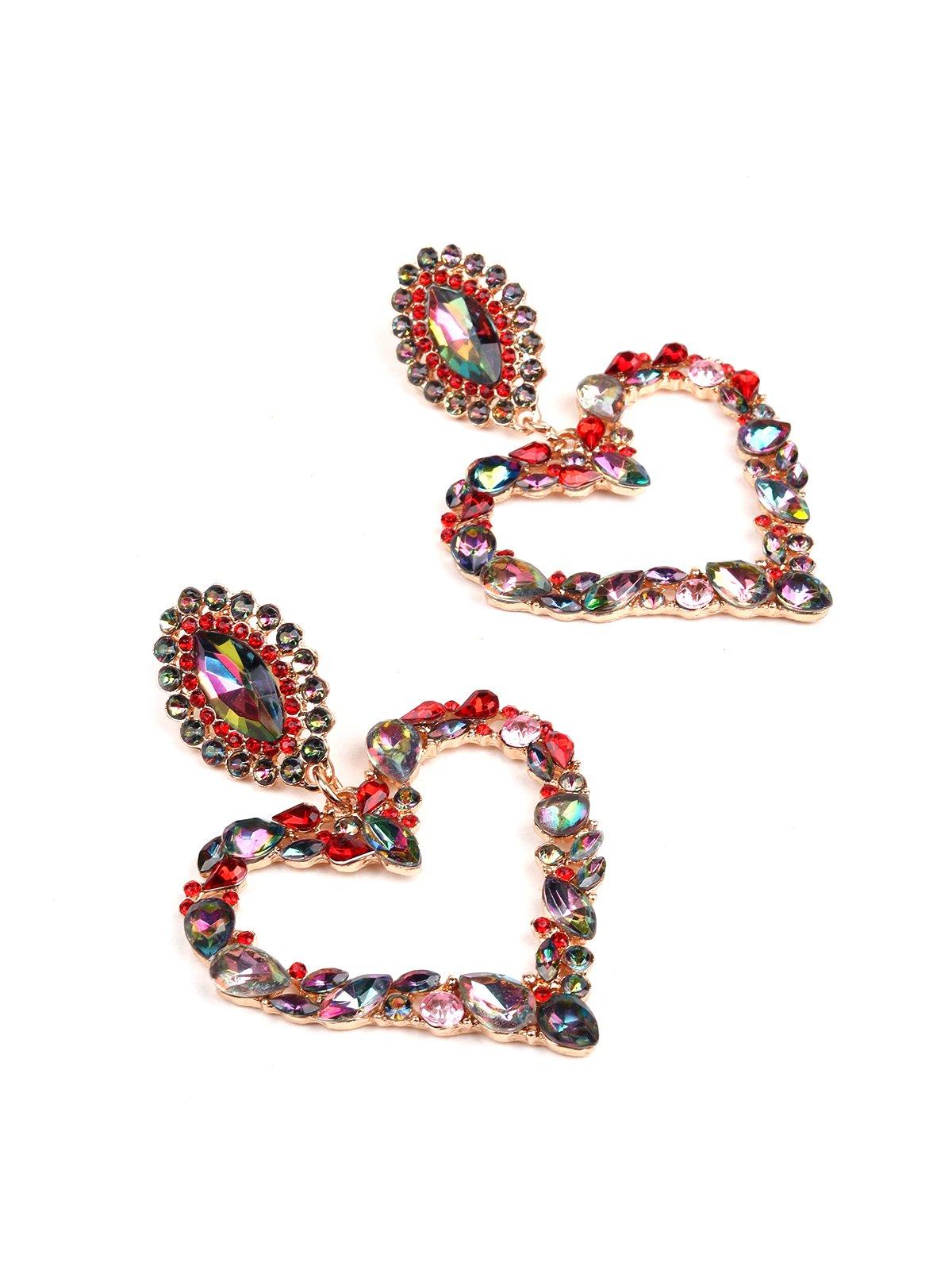 Women's Heart-Shaped Crystal Embellished Earring
