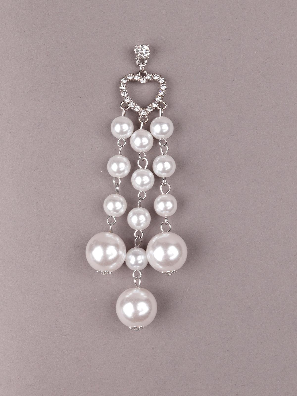 Women's Heart-Shaped Studded Drop Earring