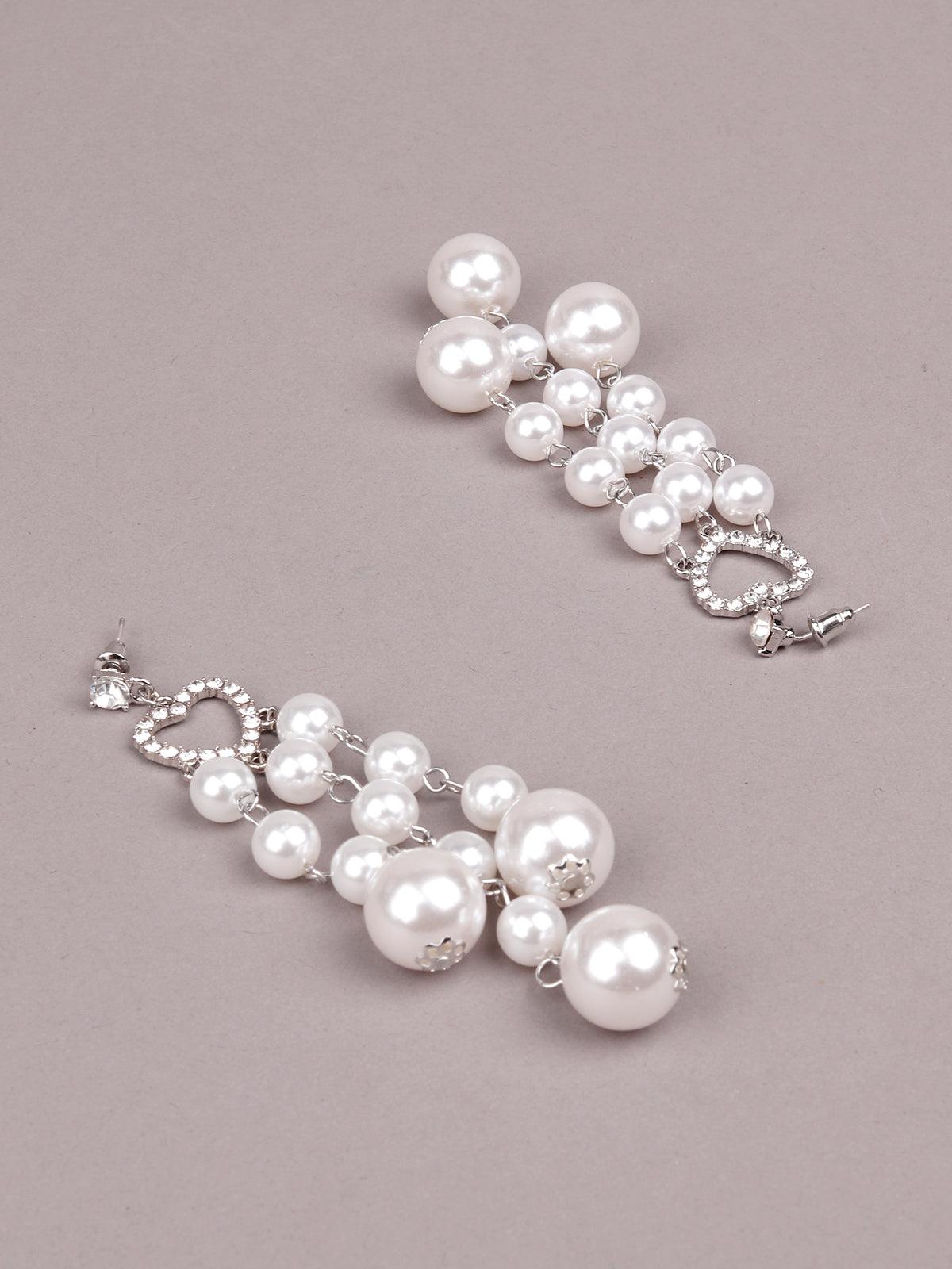 Women's Heart-Shaped Studded Drop Earring