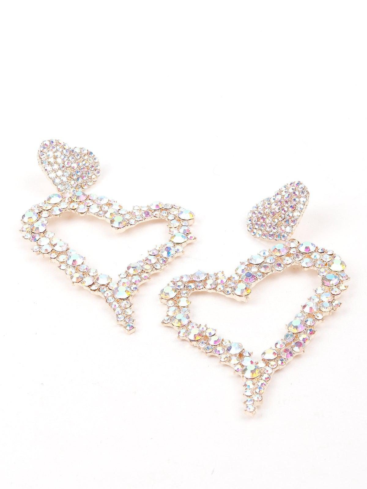 Women's Heart Shaped Studded Drop Earring