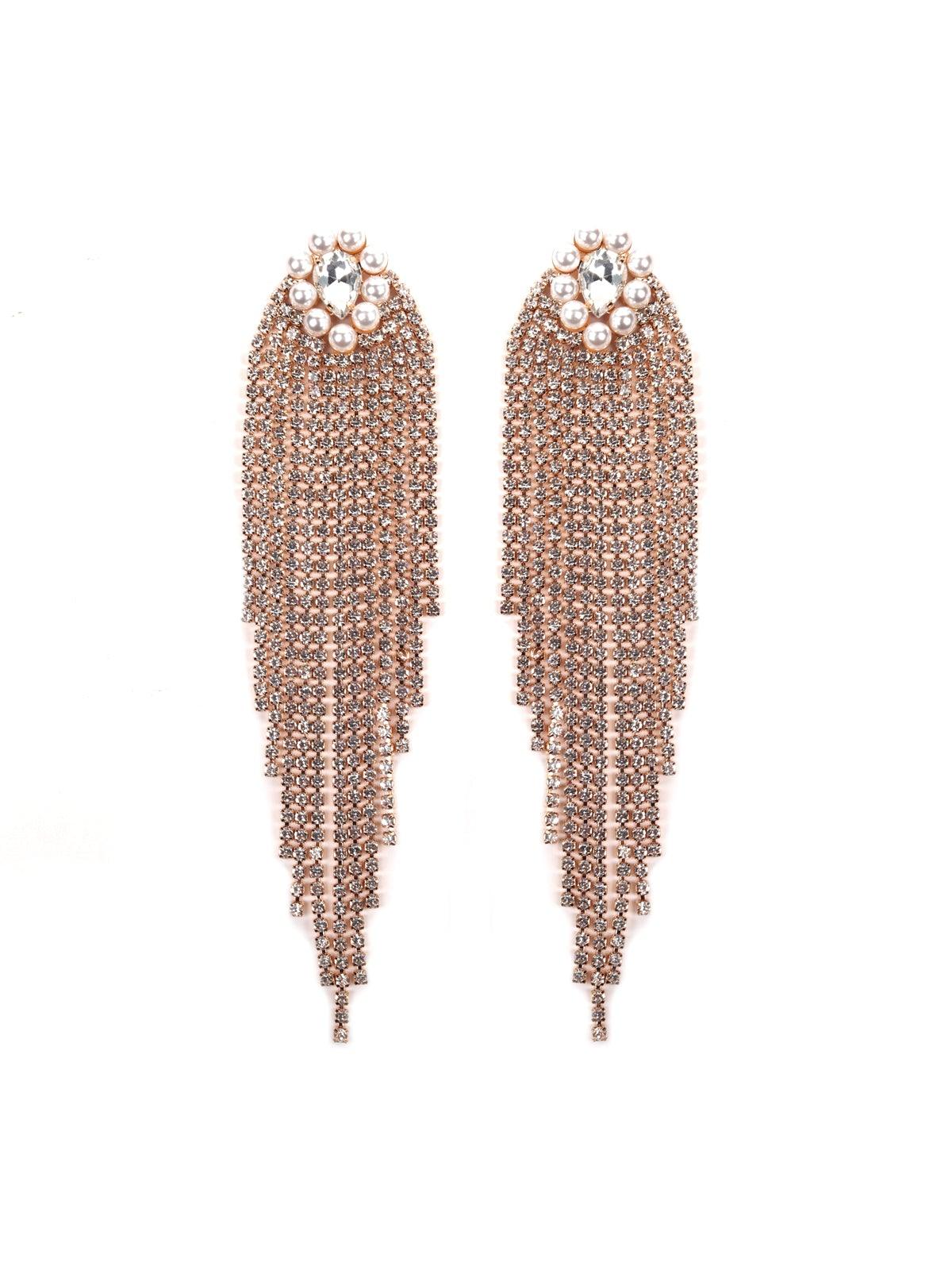 Women's Heavy Drop Crystal Gold-Tone Earring