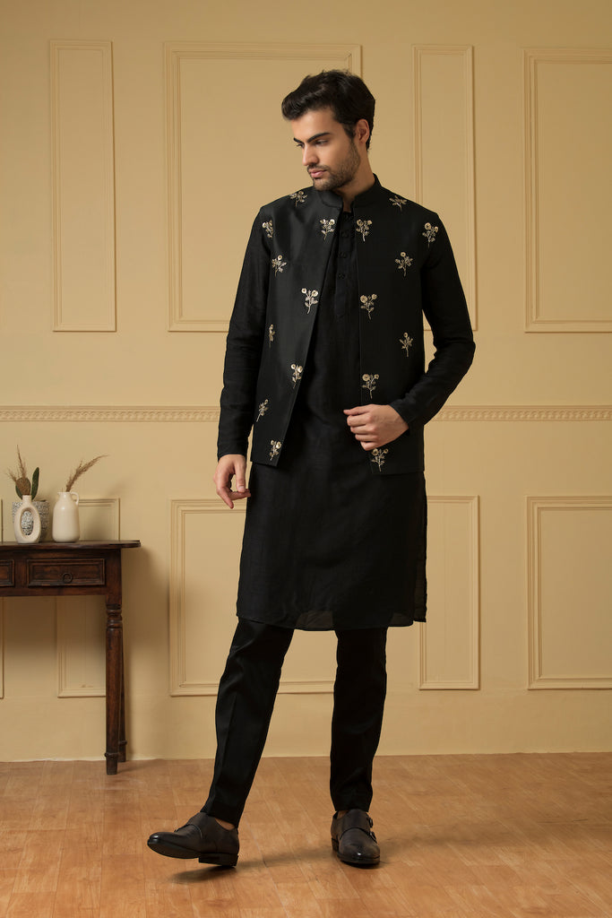 Men's Nehru Jacket With Shimmering Tikkis Set