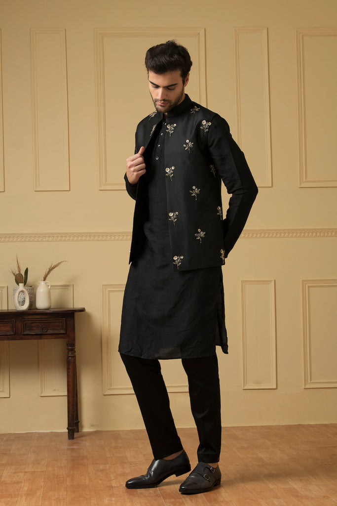 Men's Nehru Jacket With Shimmering Tikkis Set