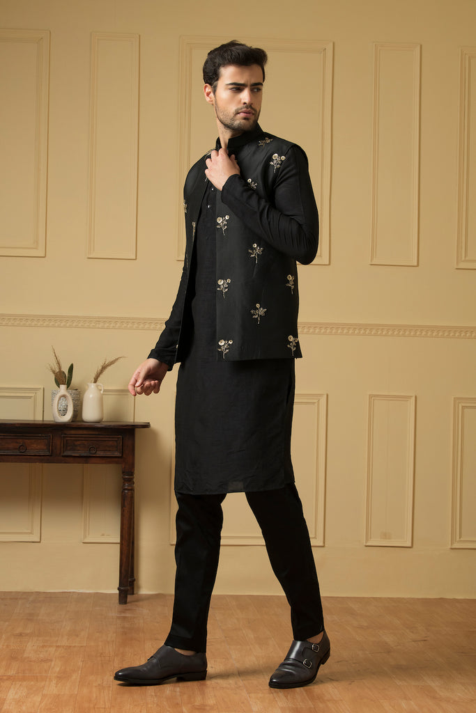 Men's Nehru Jacket With Shimmering Tikkis Set