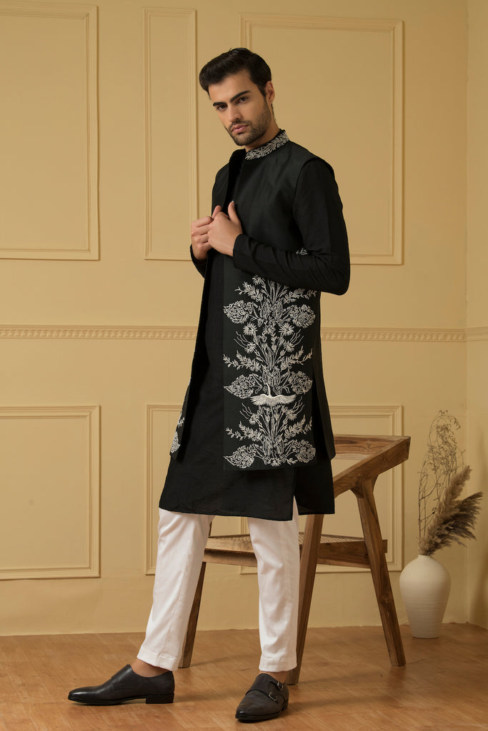 Men's Long Zari Nehru Jacket Set