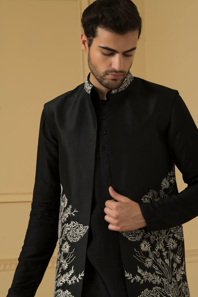 Men's Long Zari Nehru Jacket Set