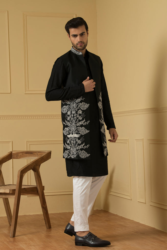Men's Long Zari Nehru Jacket Set