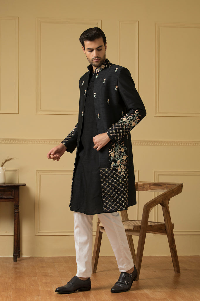 Men's Floral Noir Jacket Set
