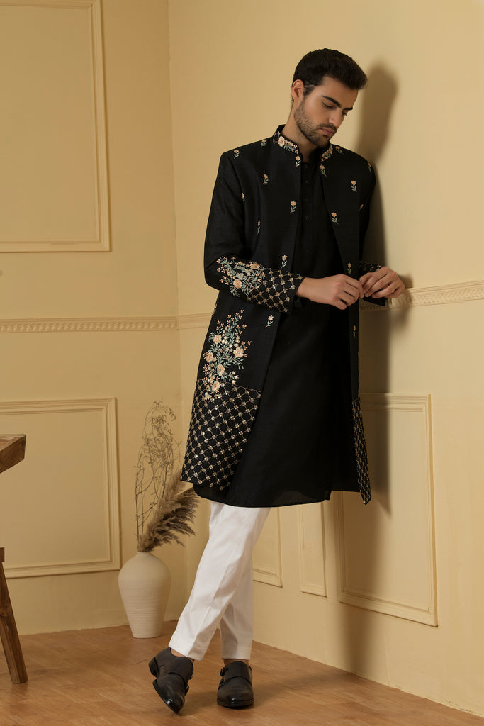 Men's Floral Noir Jacket Set