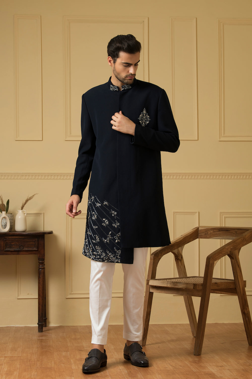 Men's The Dapper Indo-Western Set Blue / M Men's The Dapper Indo-Western Set Blue / M