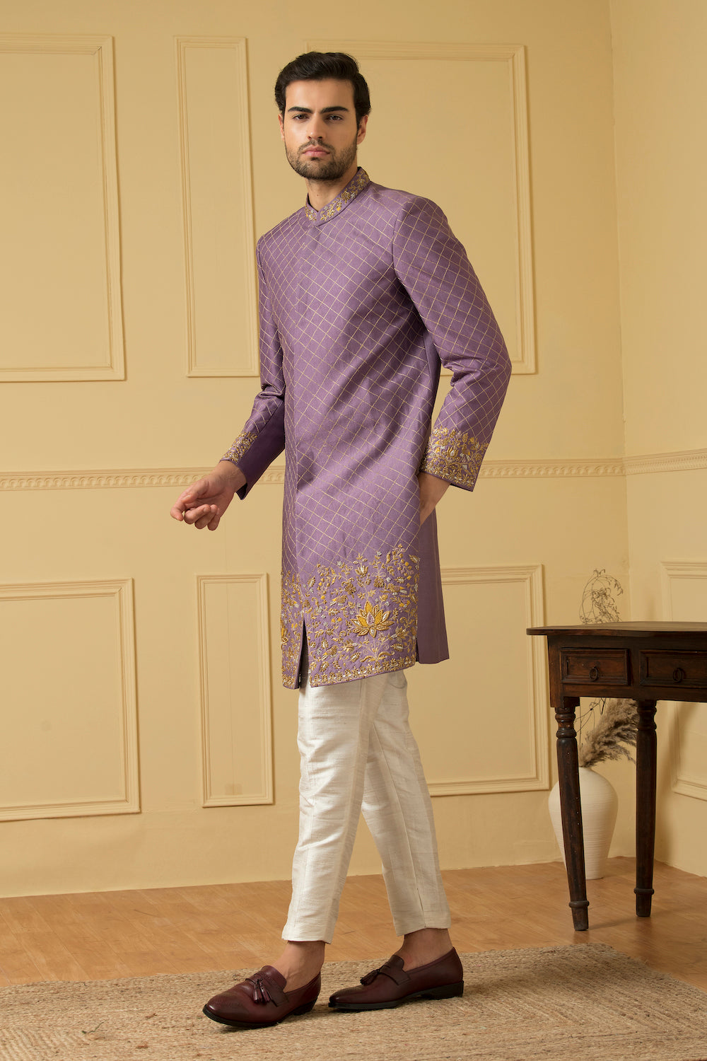 Men's Majestic Purple Marvel Sherwani - Hilo Design