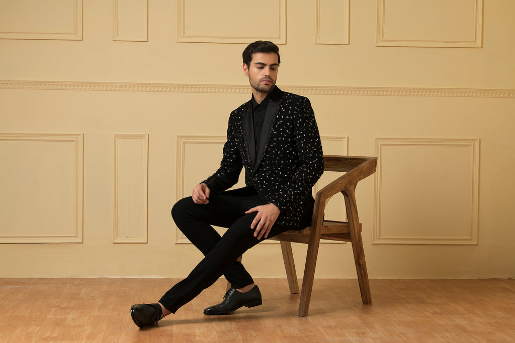 Men's Black Beads Blazer