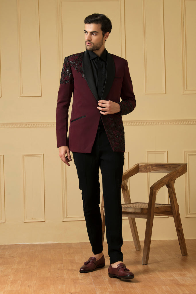 Men's Maroon Beads Blazer