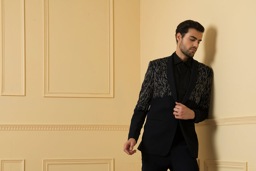 Men's Blue Shawl Collar Blazer