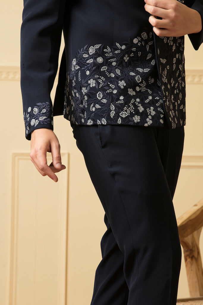 Men's Zardozi Blue Bandhgala Set