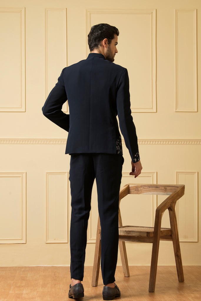 Men's Zardozi Blue Bandhgala Set