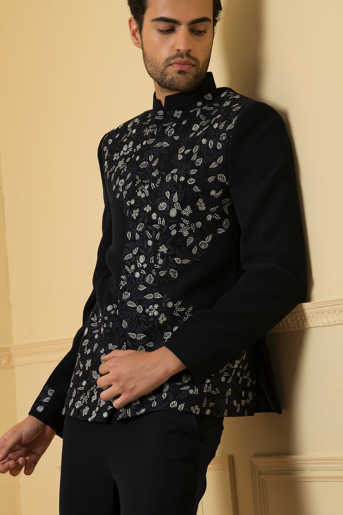 Men's Zardozi Blue Bandhgala Set