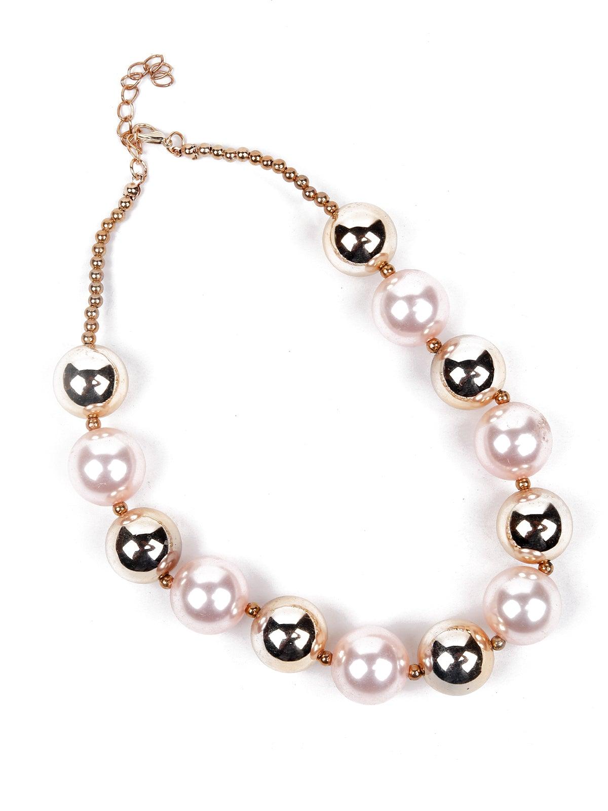 Women's Huge White Beaded Statement Necklac