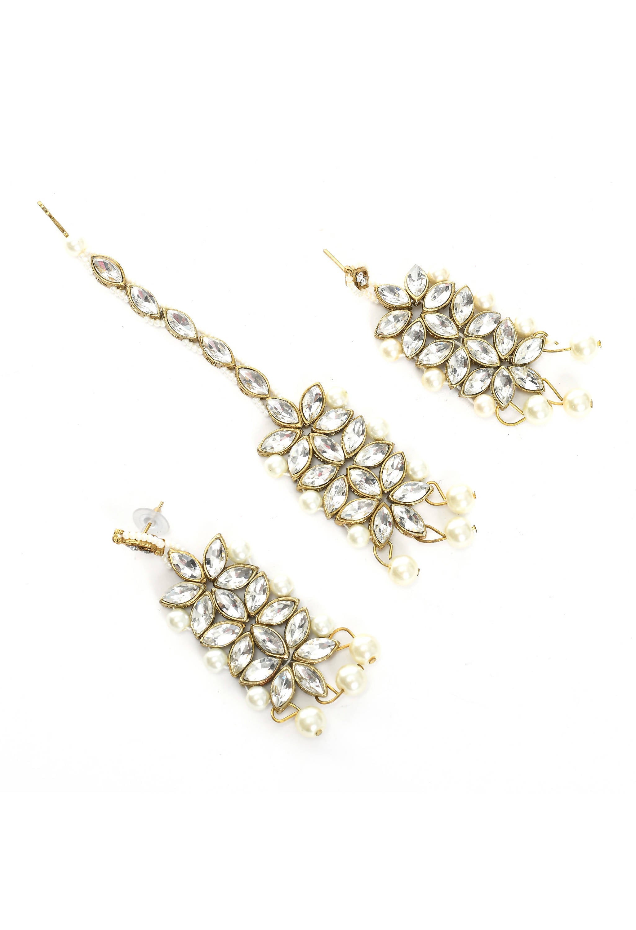 Johar Kamal Gold Plated with stone and pearls Combo Necklac