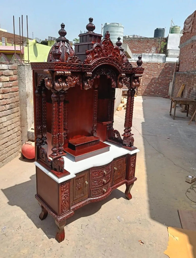 Handmade Teakwood Mandir: Customizable, Handcarved Home Temple