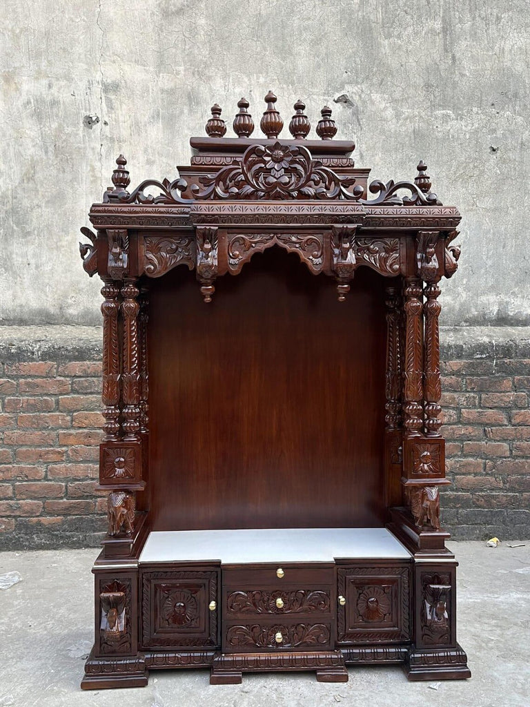 Puja mandir solid Teakwood Handmade Customizable Home Wooden Temple solid teakwood hand carved unique Large Wooden Mandir All Handcrafted