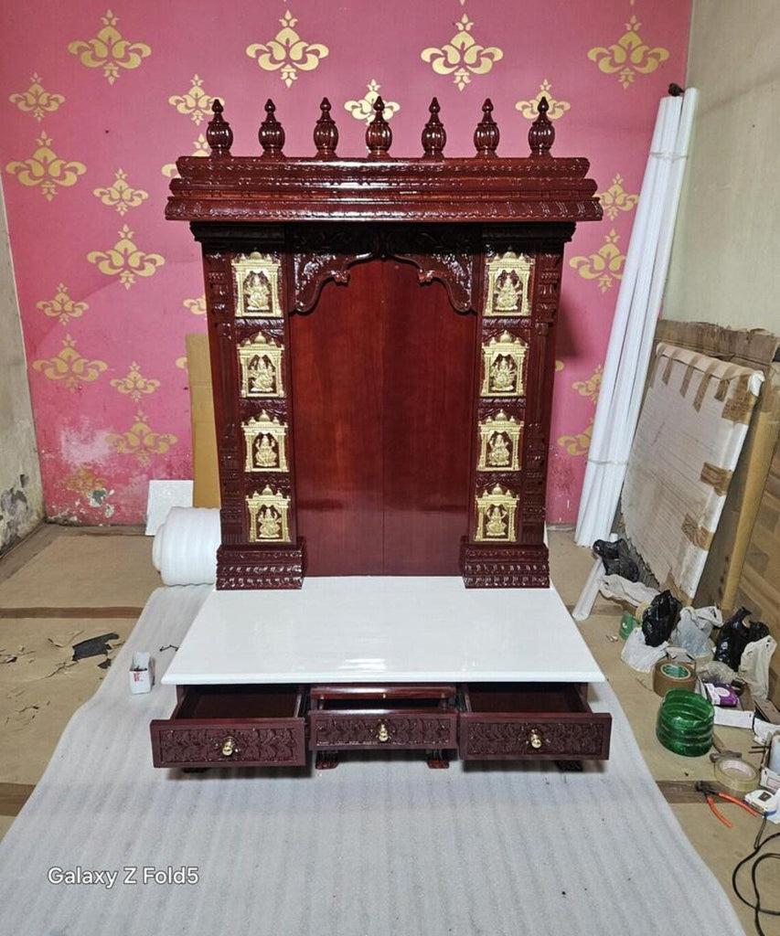 Teakwood lakhsmi mandir Handmade Customizable Home Wooden Temple solid teakwood hand carved unique Large Wooden Mandir All Handcrafted