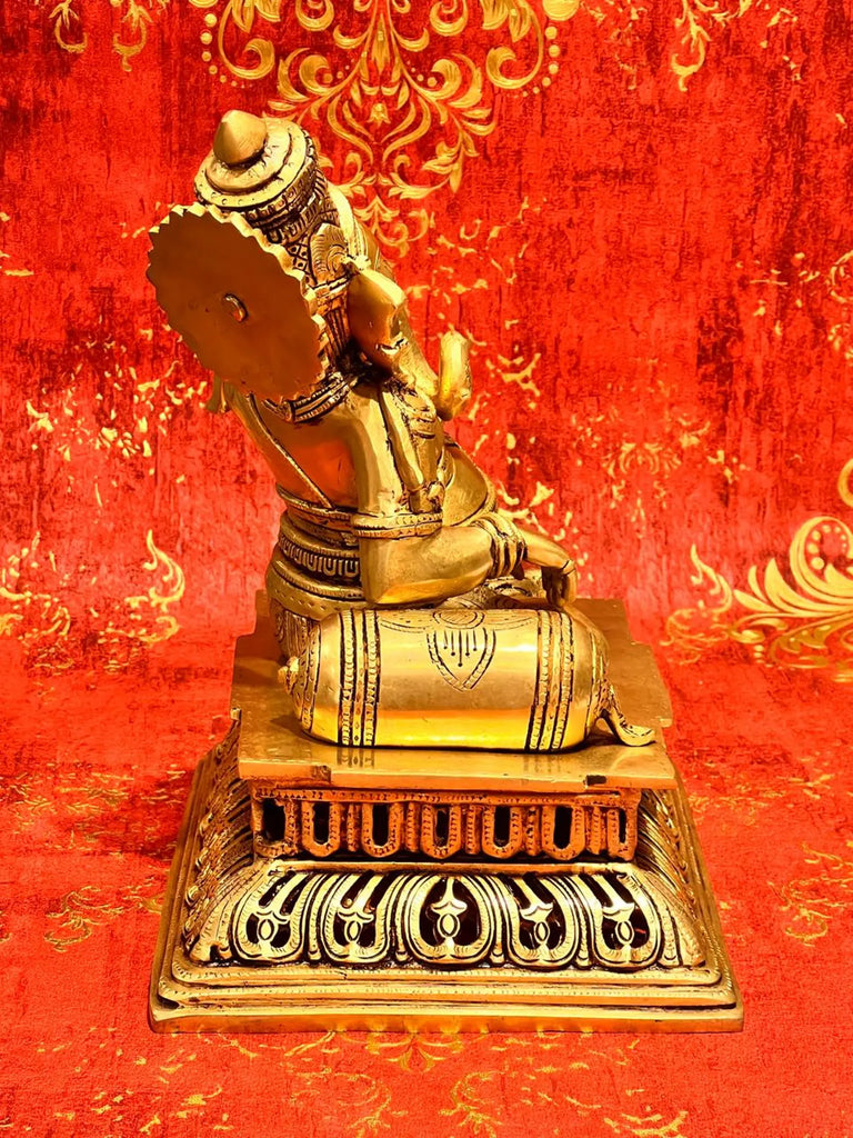 12 Inch Brass Ganesha Sitting Idol