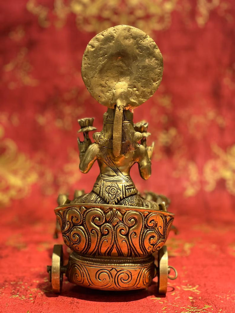 Brass Surya Chariot Statue: Divine Sun God Decor (12 inch)
