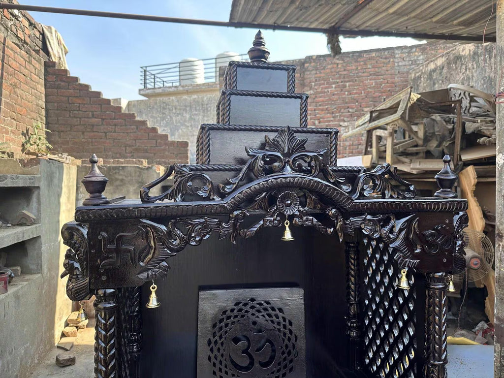 Handmade Teakwood Mandir: Customizable Wooden Home Temple