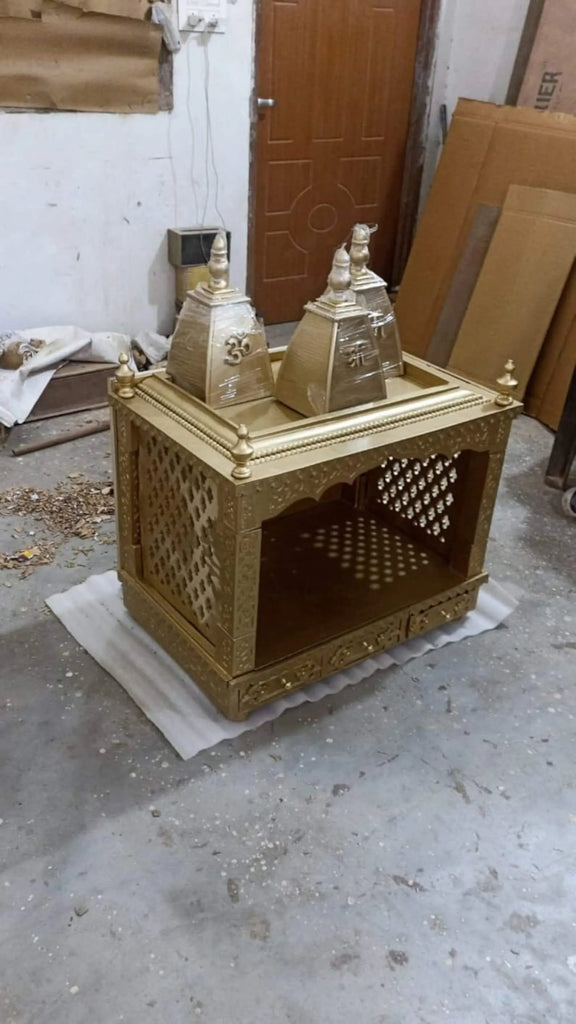 Handmade Teakwood Mandir: Customizable Wooden Home Temple
