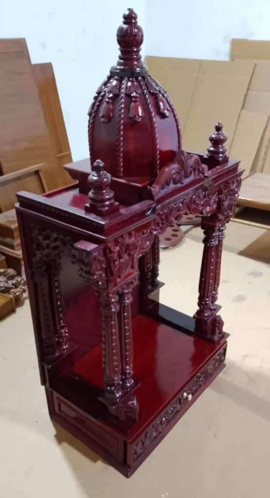 Handmade Teakwood Home Temple: Customizable, Hand-Carved Mandir