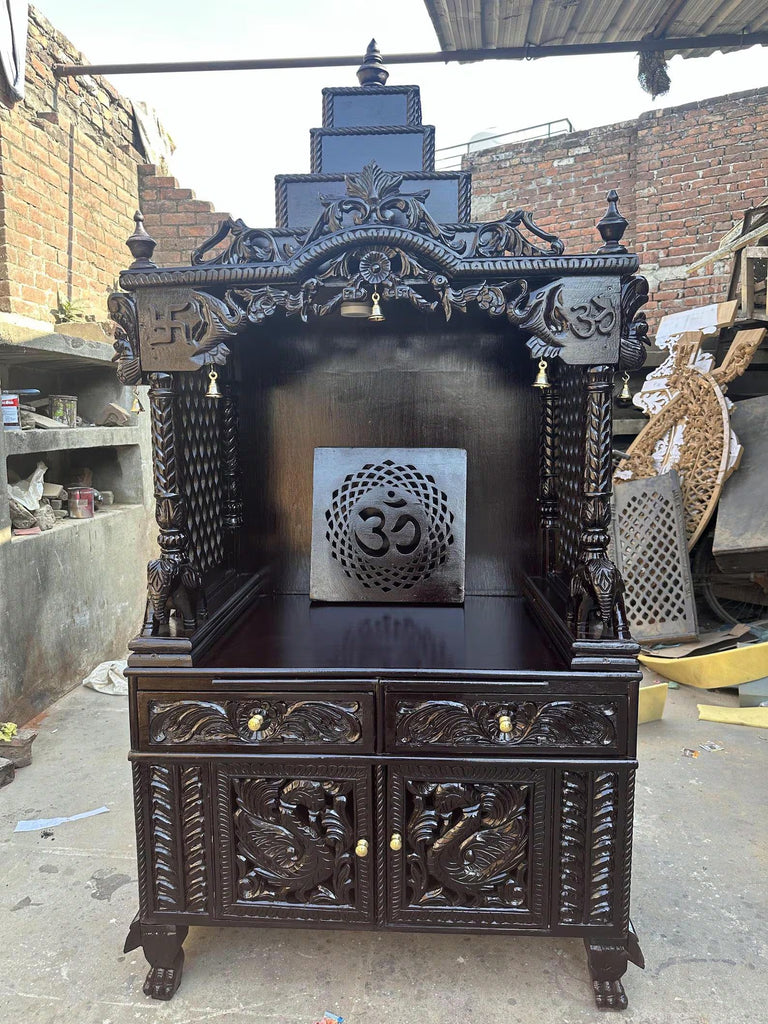 Handmade Teakwood Mandir: Customizable Wooden Home Temple