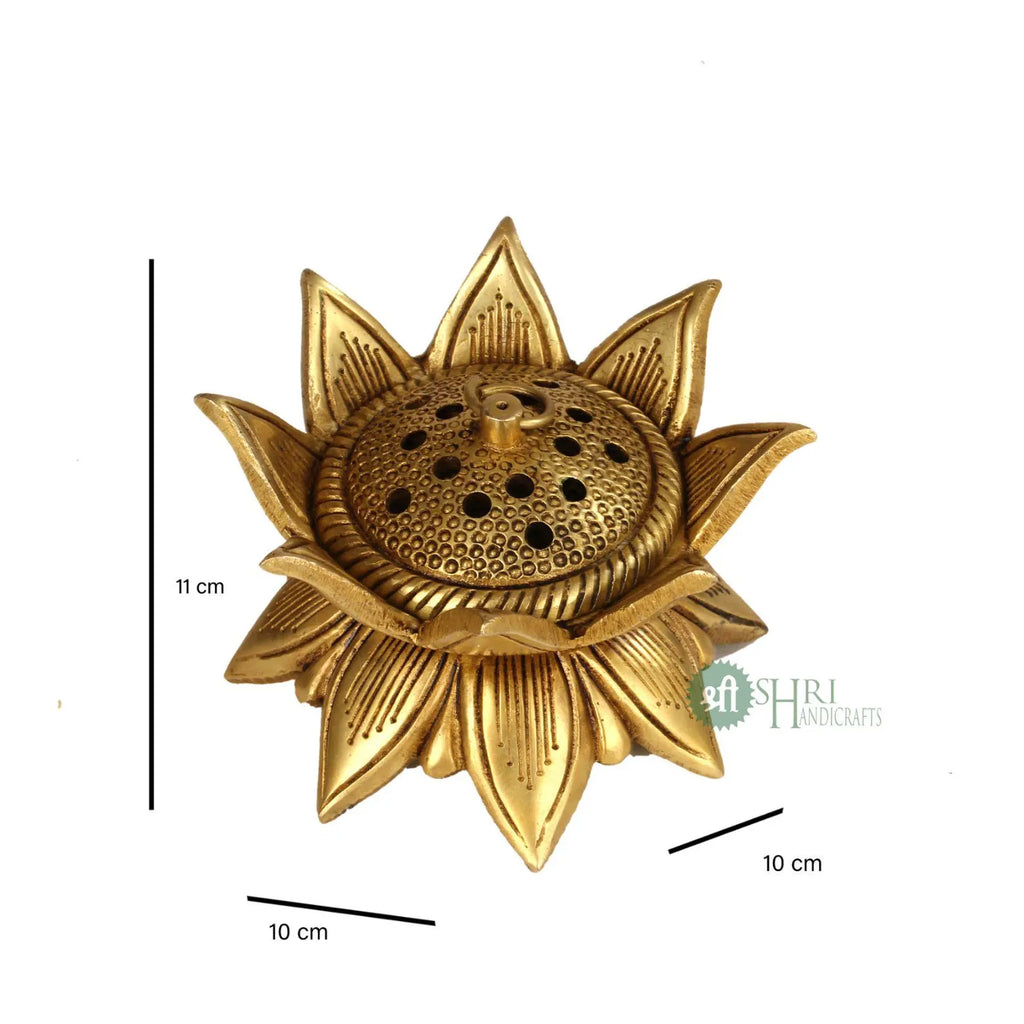 Brass Lotus Kamal Dhuni - Traditional Dhoop Burner & Incense Holder