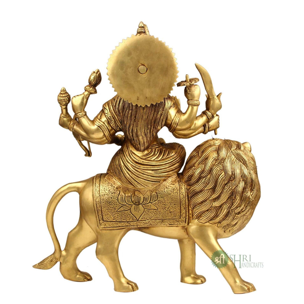16.5 Inch Brass Durga Maa on Lion