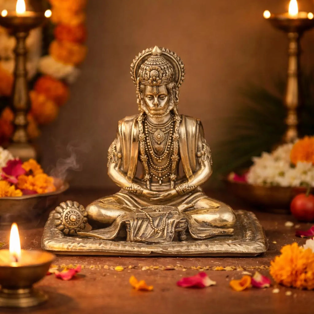 4 Inch Brass Book Hanuman Idol