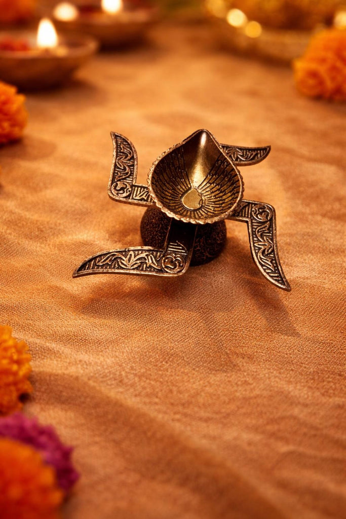 1.5 Inch Swastika Oil Lamp for Pooja & Vastu