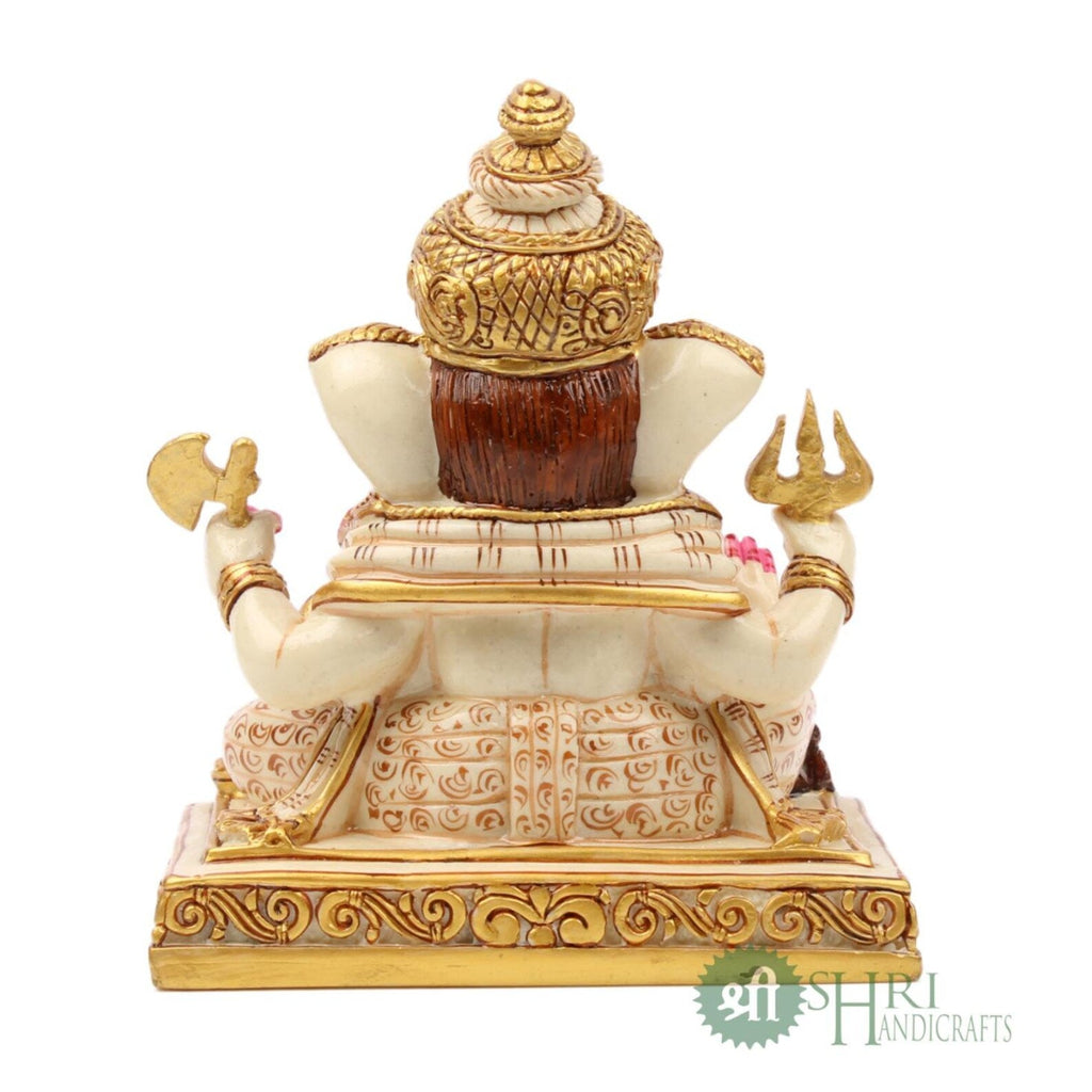 6″ Lord Ganesha (4 Hands) on Parvati Fine Painting Idol