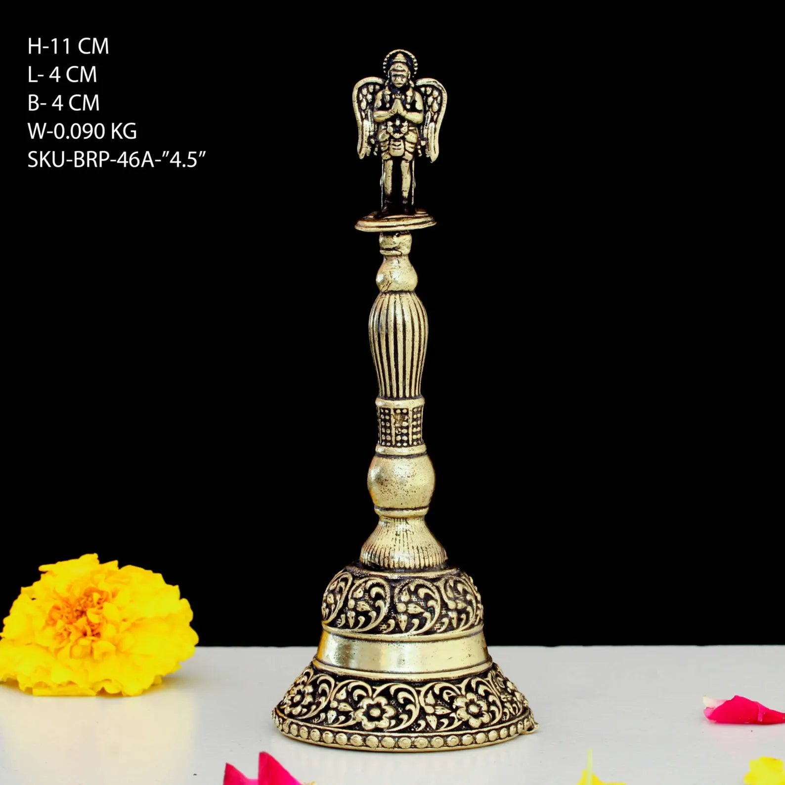 4.5-Inch Brass Garud Pooja Bell – Handcrafted Temple Bell for Worship & Home Mandir