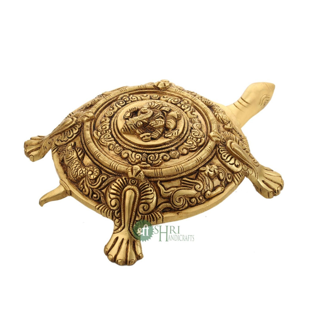 Brass Tortoise Ganesha Idol