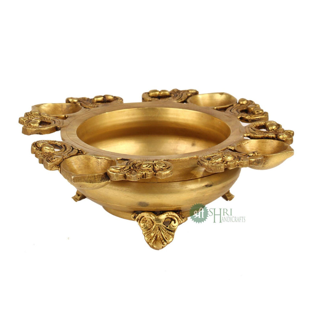 Handcrafted Multi-Diya Brass Urli Bowl for Festive & Spiritual DÃ©cor