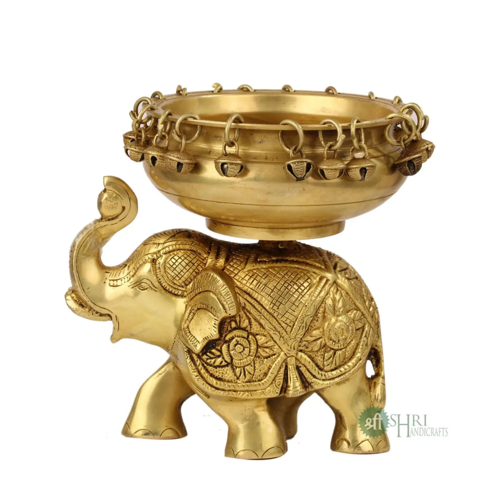 Brass Elephant Urli Bowl with Bells