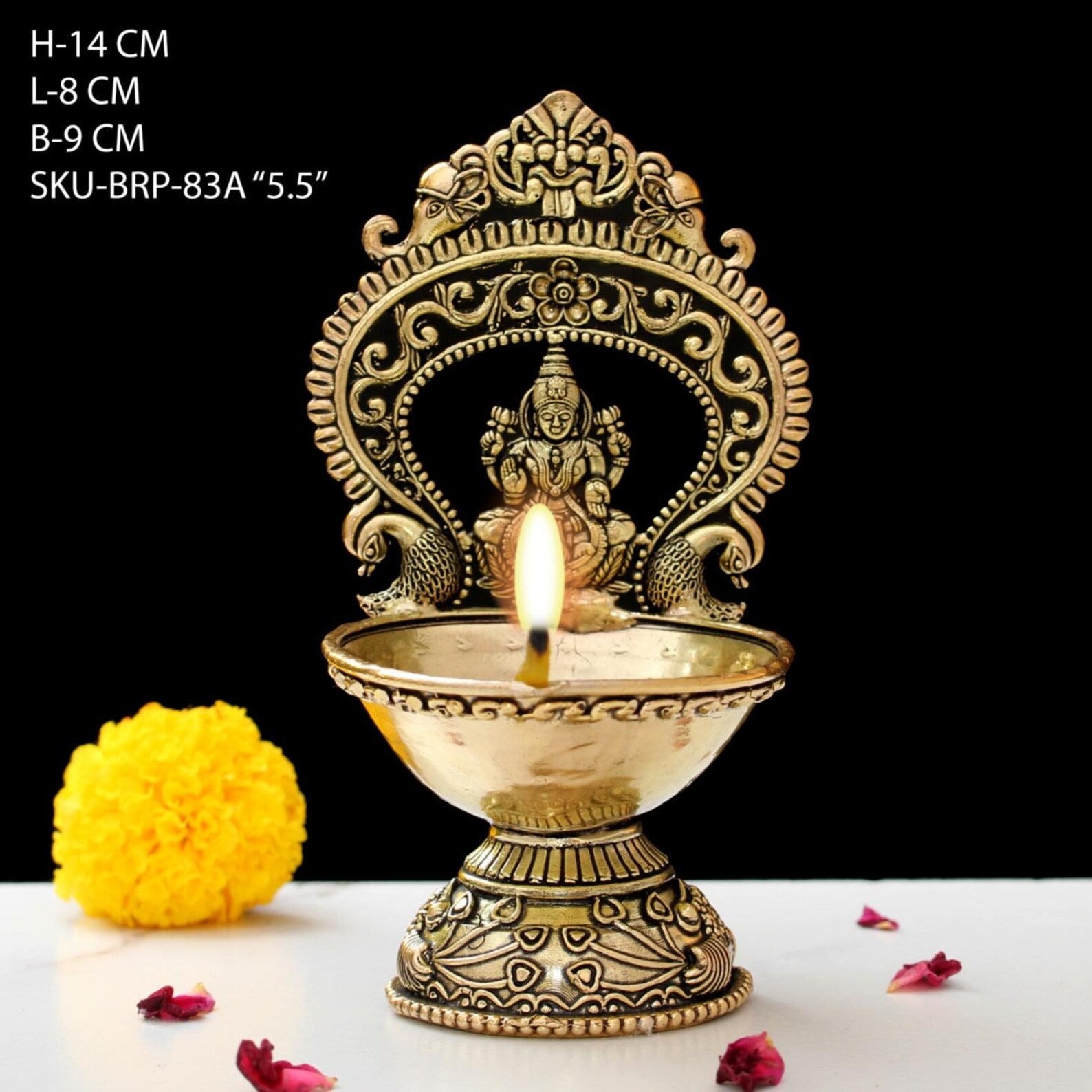 5.5-Inch Brass Laxmi Deepak – Traditional Diya Lamp for Pooja & Home Decor