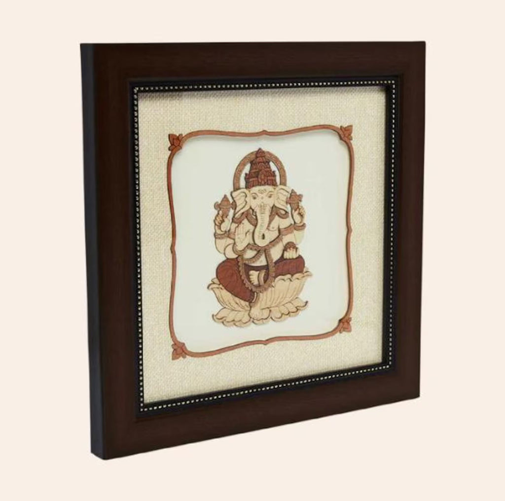 Ganpati Wood Art Frame 8 in x 8 in
